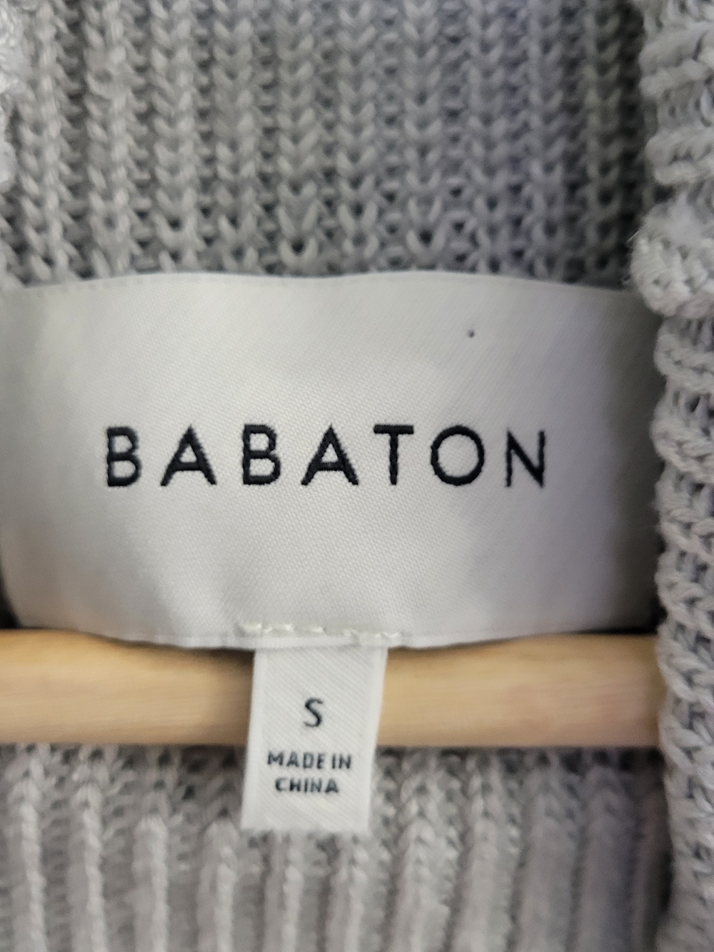 BABATON Sleeveless Ribbed Silk Blend Turtleneck Sweater - Size S Gray Minimalist - Picture 3 of 8